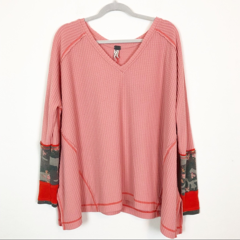 Free People Pink Long Sleeve Top
